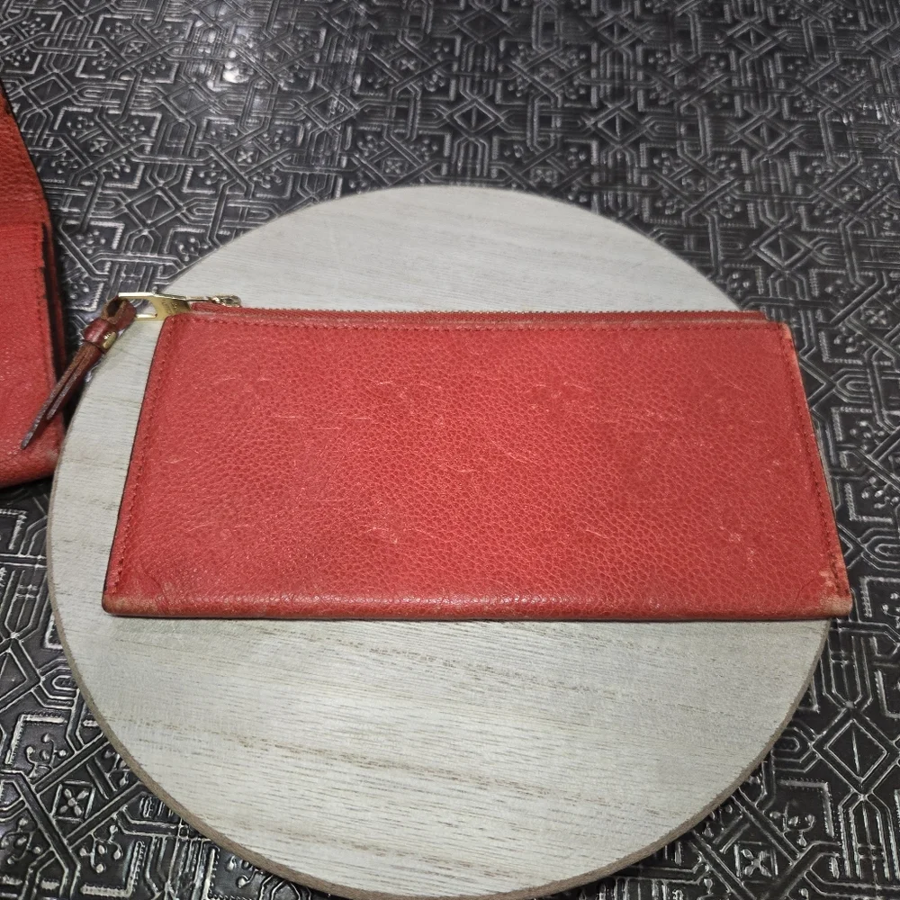 🐢 Louis Vuitton Portefeuille Curieuse Empreinte Red Wallet 2in1 Great Condition - Picture 9 of 15